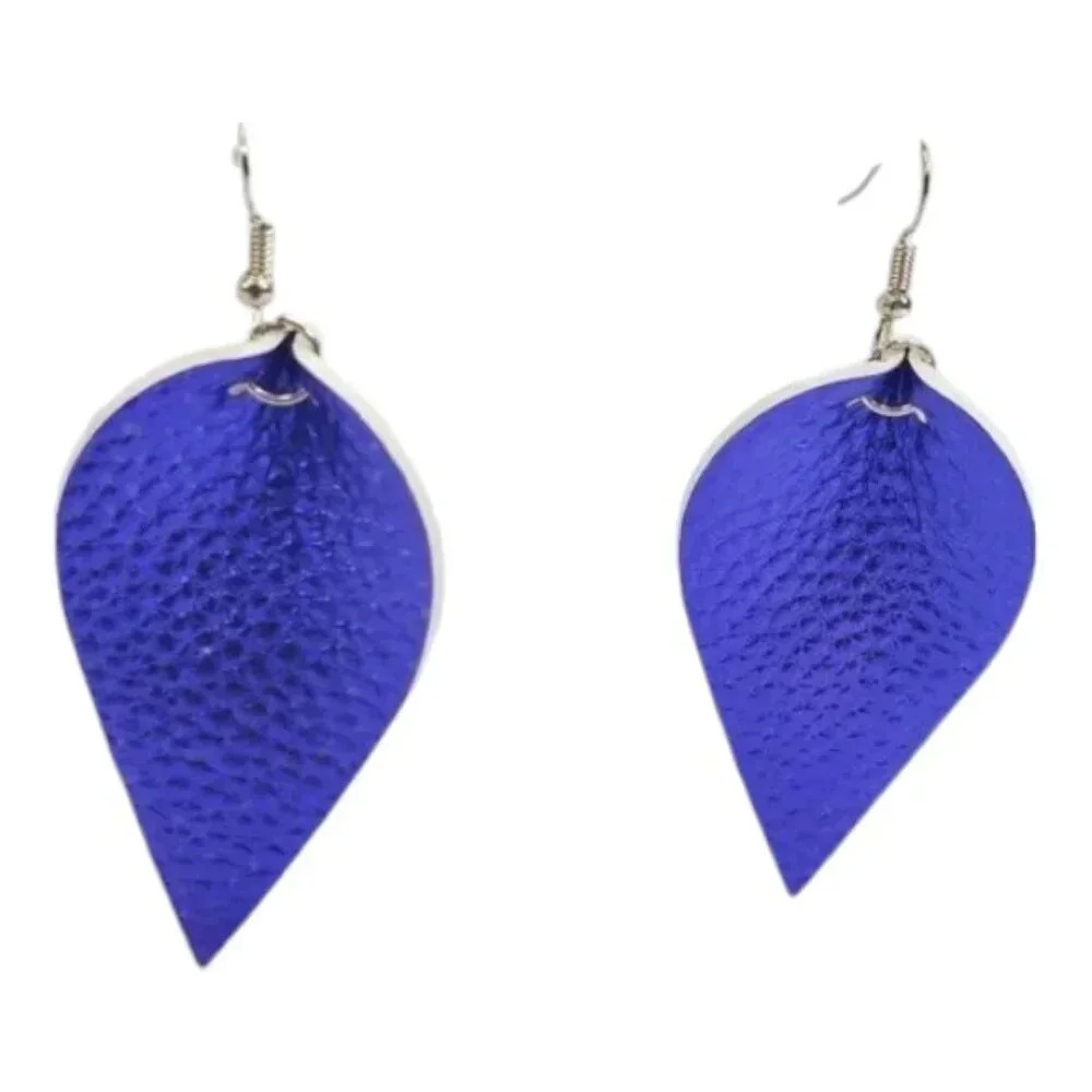 Blue Leaf Drop Earrings - Unbranded Women's Fashion Jewelry